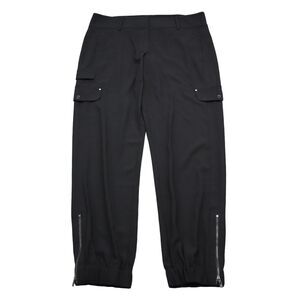 Cache Pants Womens 8 Black Ankle Zip Cargo Pocket Hook Eye Stretch Mid Rise